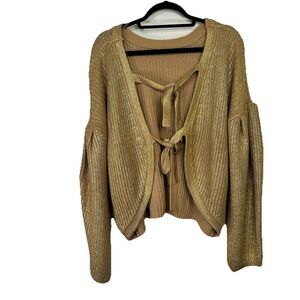 Kika Vargas X Target Metallic Back Tie Sweater Gold Metallic Knit Size‎ XL